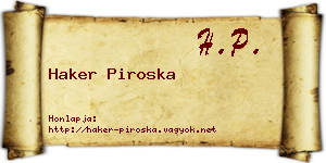 Haker Piroska névjegykártya